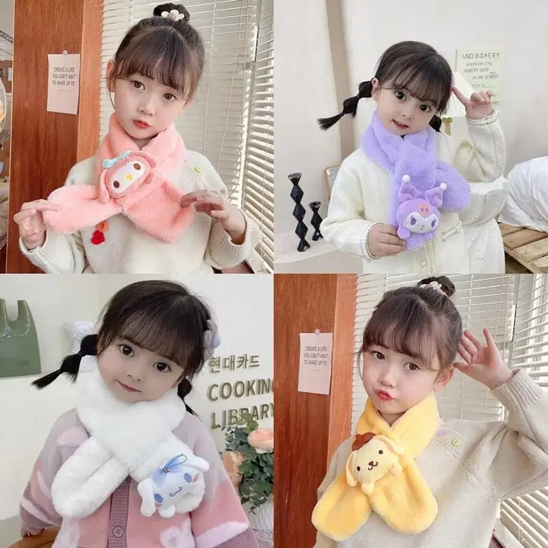 

Sanrio Plush Scarf Cartoon My Melody Kuromi Cinnamoroll Kawaii Winter Warm Soft Cute Girl&Child Scarf Accessories Holiday Gifts