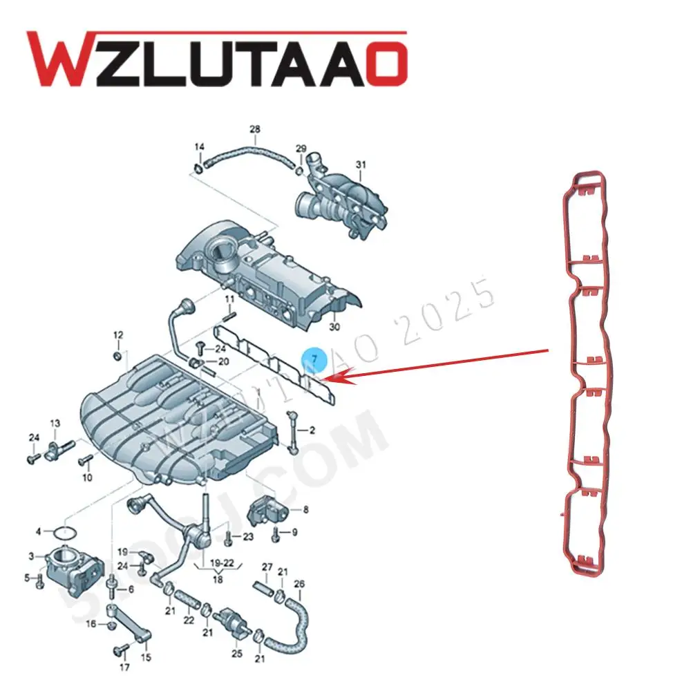 06F129717D 06F133073D Intake Manifold Gasket For VW Jetta Eos Tiguan Golf Passat Beetle Audi A3 A4 A5 A6 Q3 Q5 TT 06F 129 717 D