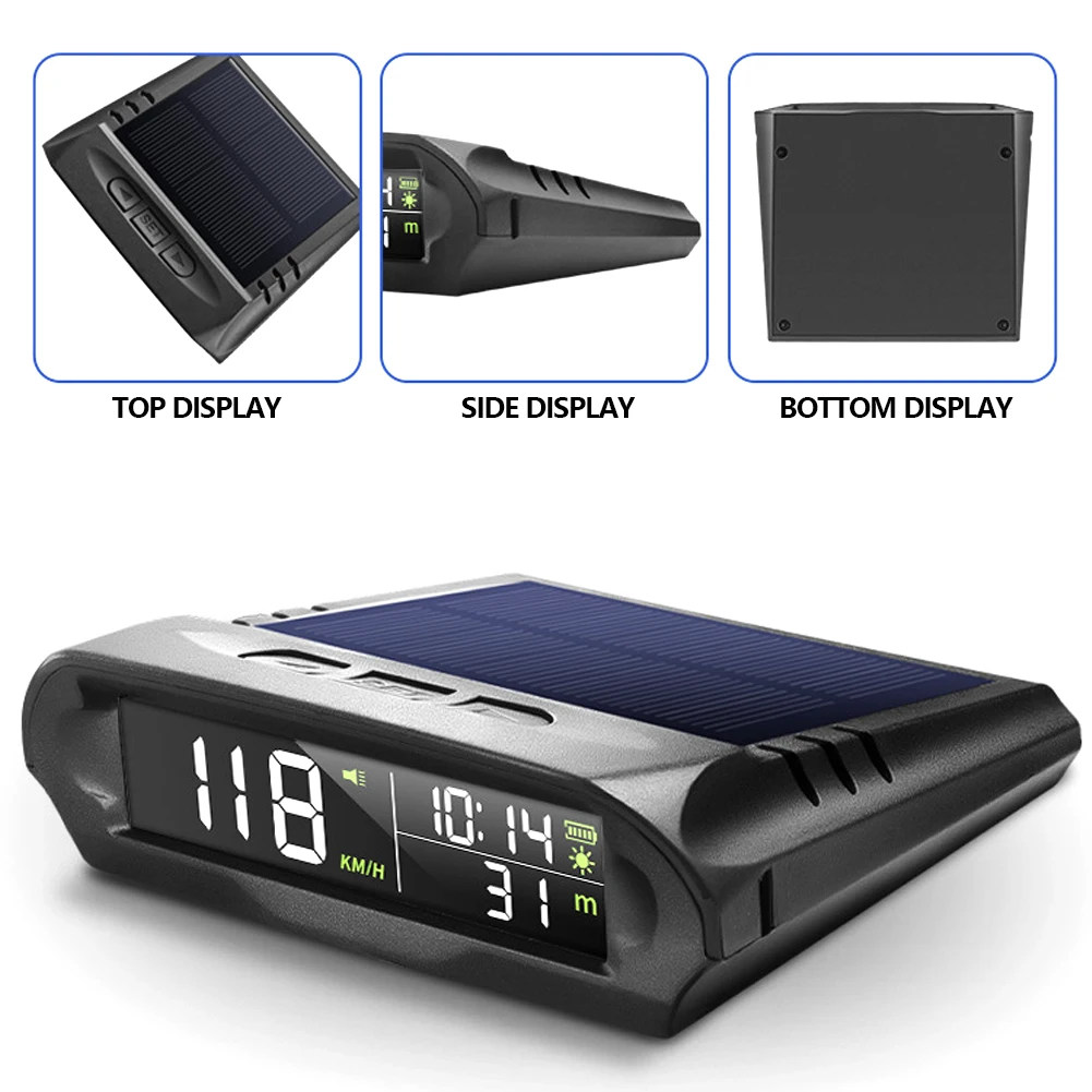 Horloge solaire de voiture, compteur de vitesse, thermomètre extérieur,  rappel de temps de conduite, interrupteur automatique, montre numérique LCD  de