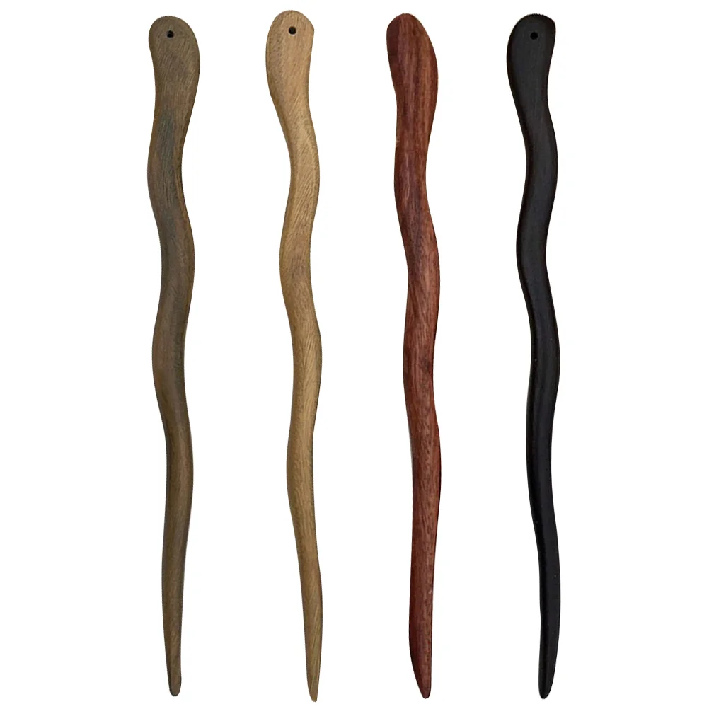 

4 Pcs Vintage Hair Accessories Original Color Sandalwood Hairpin 4pcs (black Barrettes Chopsticks for Chinese Bride