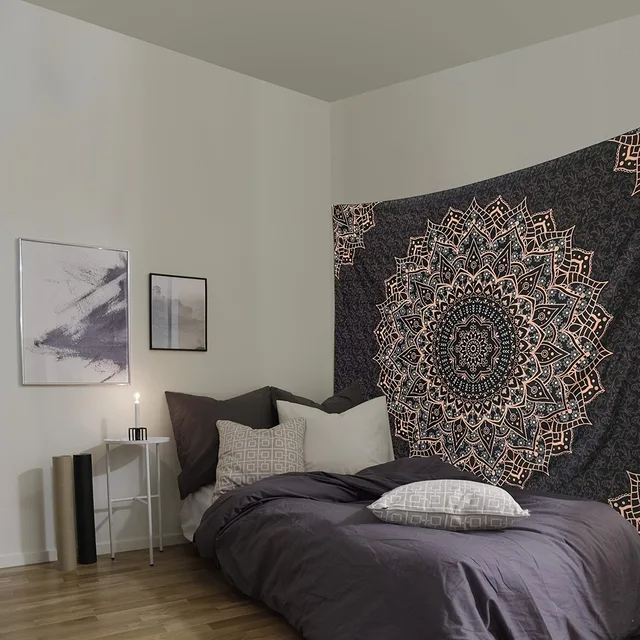 Superbe tapisserie de Mandala noir, décoration murale esthétique, améliore n'importe quelle pièce, spécial Eid Mubarak, décoration artistique pour la maison 5