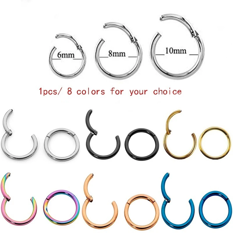 Piercing jewelry nose rings body piercing jewelry body jewelry Hinged septum clicker segment nose rings lip cartilage ear helix body piercing jewelry surgical steel hoop