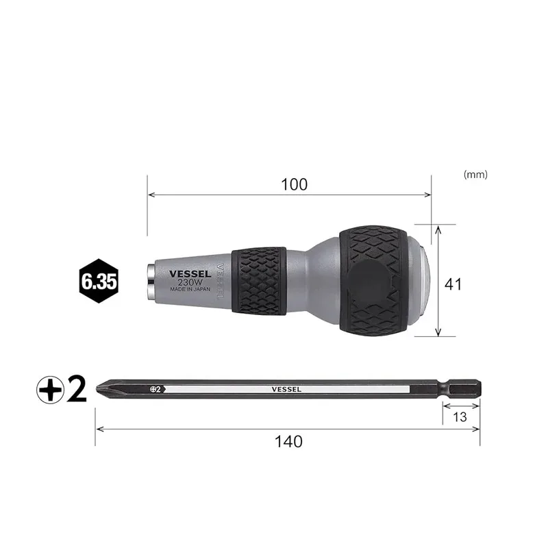 Japan VESSEL 220W/230W/270BW Series Ball Screwdriver Replacement Bits - Phillips/Metric, Electric Screwdriver Multi-Tools