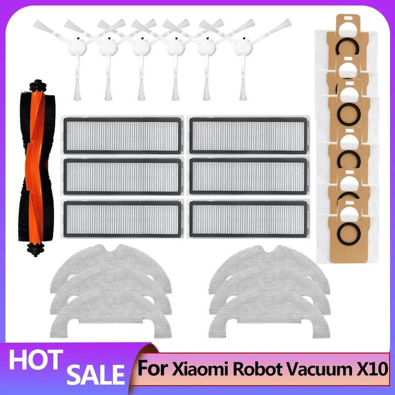 For Xiaomi Robot Vacuum X10 Robot Vacuum Cleaner Parts Main Side Brush Hepa Filter Mop Cloth Dust Bag Replacement Accessories robot vacuum replacement parts
