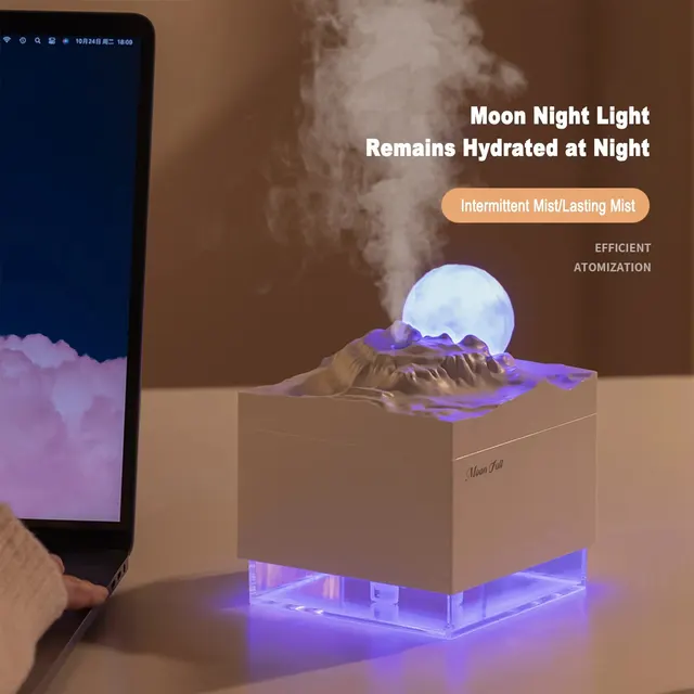 Scent Diffuser Cool Mist Humidifiers LED Essential Oil Moon Lamp Air Humidifier Aroma Diffuser Night Light for Home Office 1