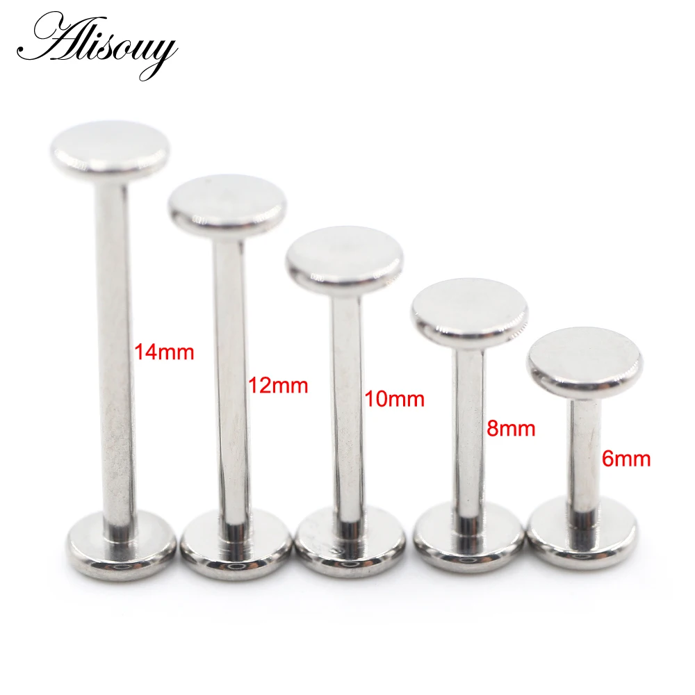 Titanium Anodized Flat Labret Lip Stud and Cartilage Barbell Earrings