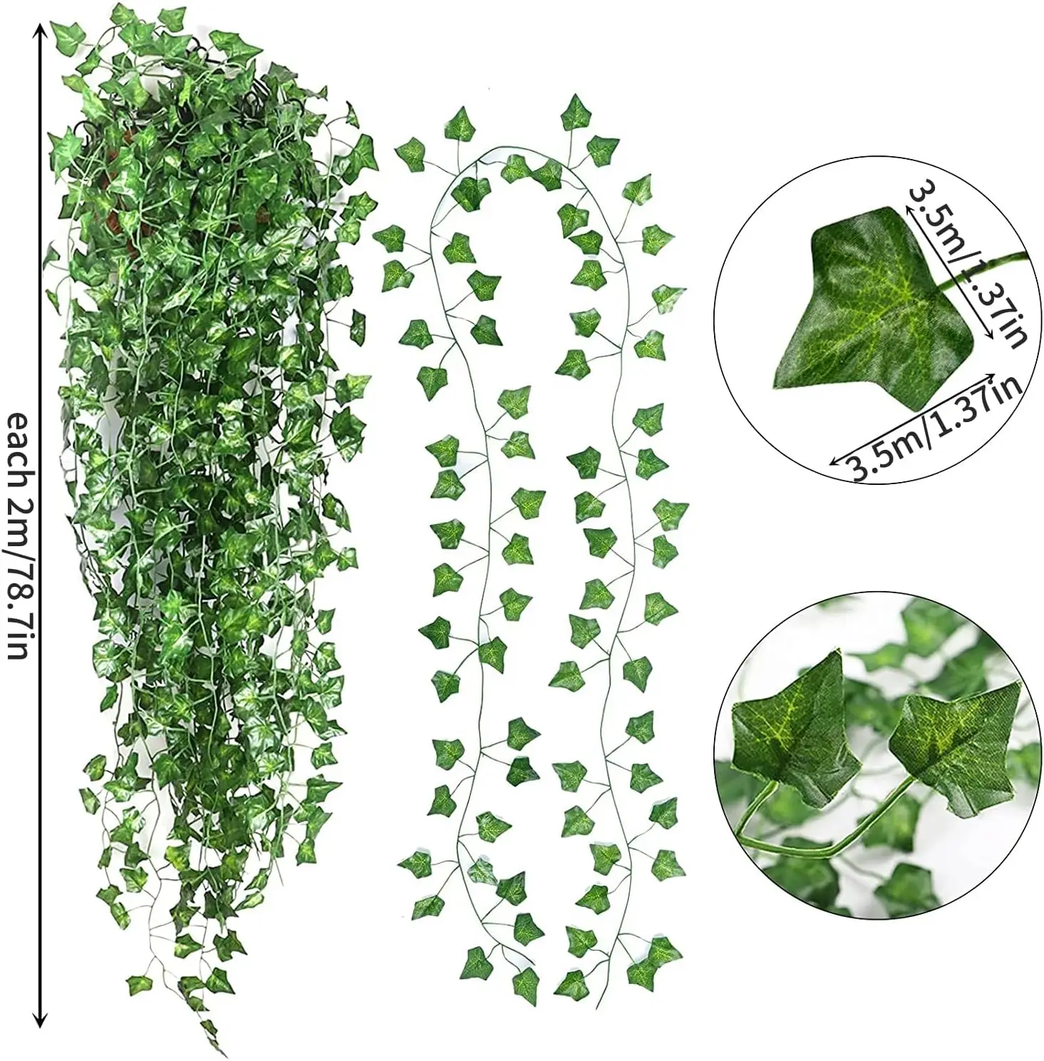 6pcs Artificial Hanging Plant Fake Vine Ivy Leaf Greenery Garland Garden Fence Exterior Decor