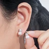 AINUOSHI 925 Sterling Silver Ladies Ear Stud 8-9mm White Shell Beads & 3.5mm Zircon Earrings for Women Fashion Jewelry Gift 5