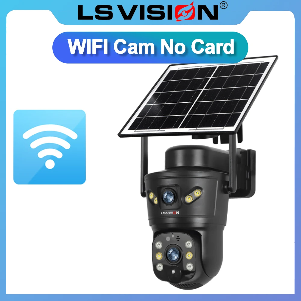 LS VISION Dual-Screen 4G/Wifi Outdoor Solar Camera Security 4K PIR Human Tracking CCTV Surveillance Camera V380 Pro Waterproof