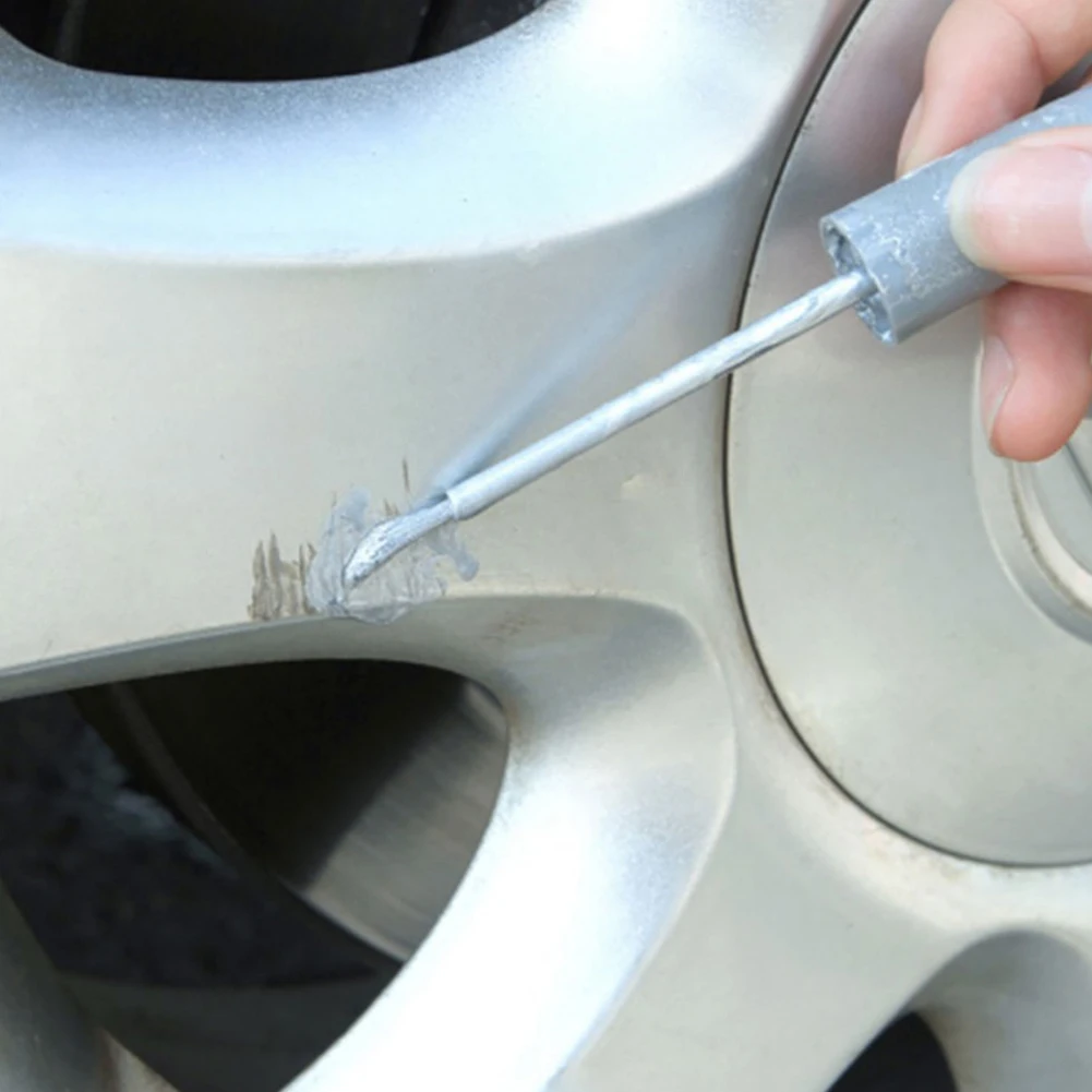 12ml Silver Alloy Wheel Touch Up Pen Repair Paint Curbing Scratch Maker with Brush Car Scratch Remover Waterproof