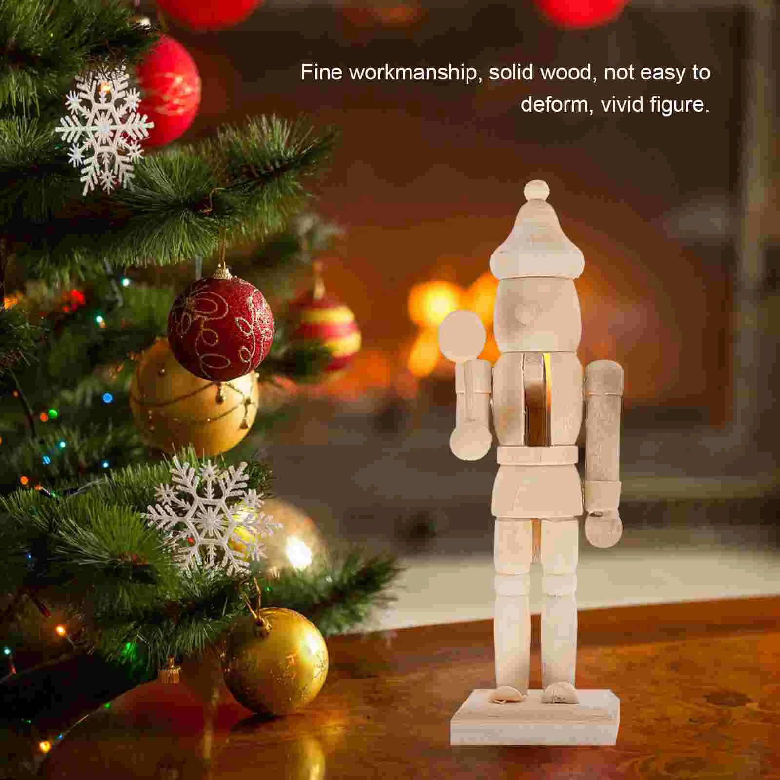 

Sewacc Christmas Nutcracker Unfinished Wood Nutcracker Paint Pen Blank Unpainted Nutcracker Puppet Mini Nutcracker Figurines Diy