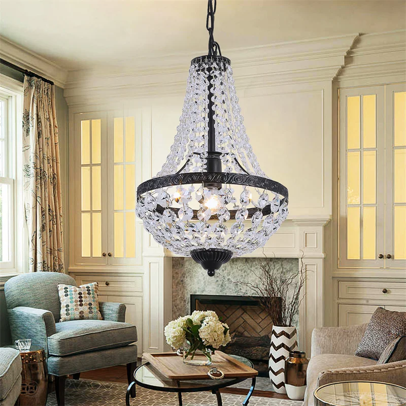 Chandelier Crystal E26 Bulb Ceiling Light Stainless Steel Lustre