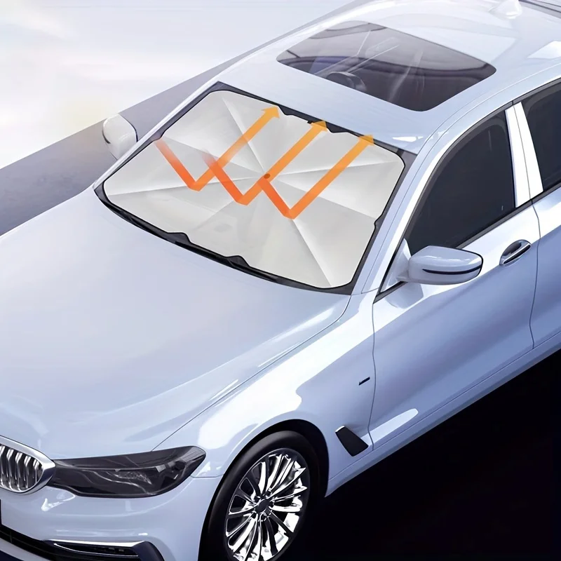 Car Sunshade, Umbrella Style Sun Protection and Thermal Insulation Shield for Car Use, Windshield Panel Front Bumper for Use