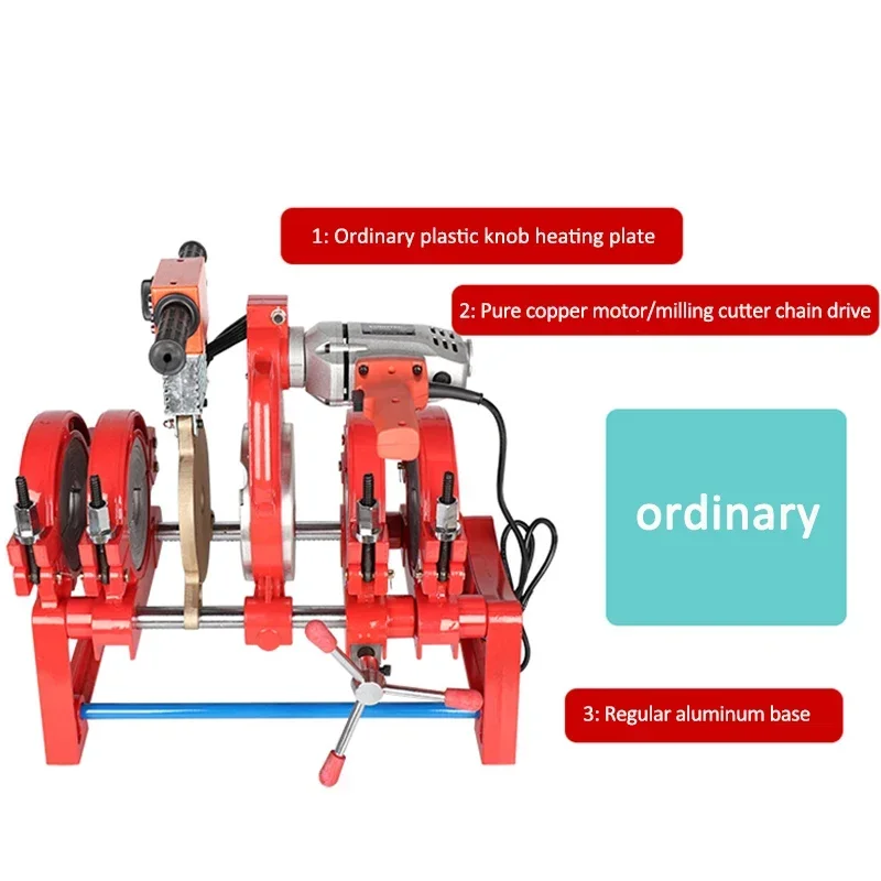 1.8KW/2.1KW/3KW PE Pipe Manual Butt Welding Machine 63-160/250 Hot Melt Hand Double Column Pipe Welding Machine 6