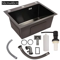 Évier de cuisine en acier inoxydable 304, 50cm x 40cm, adapté au balcon, Bar, lavabo de nettoyage à réservoir unique 2