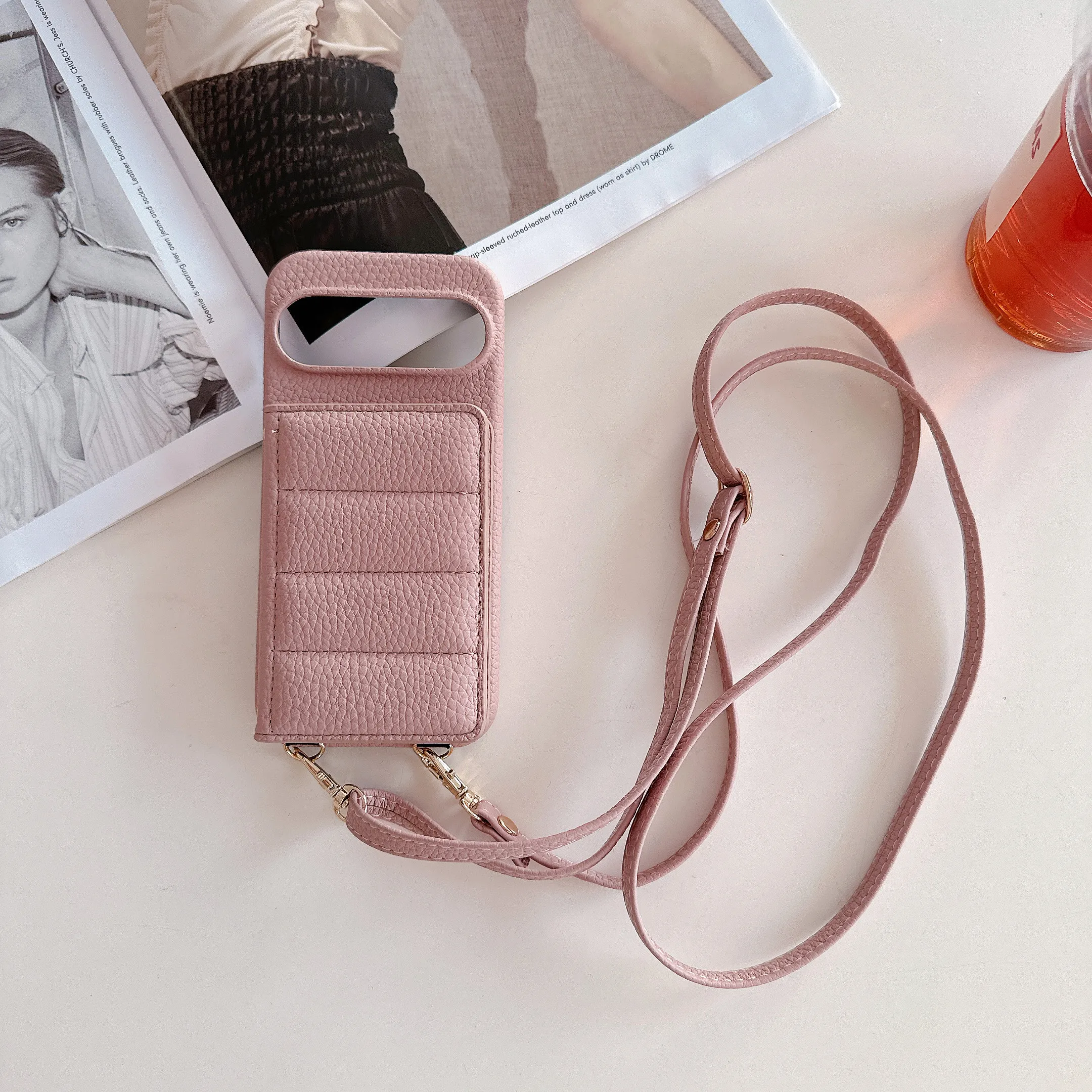 Luxury Leather Crossbody Wallet Case with Lanyard Ring Bracket