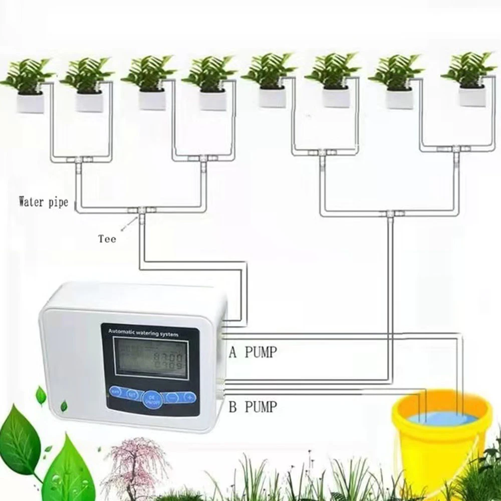 Dual Pump Smart Drip System Timer Garden Automatic Solar Energy Charging Watering System for Potted Plant Flowers