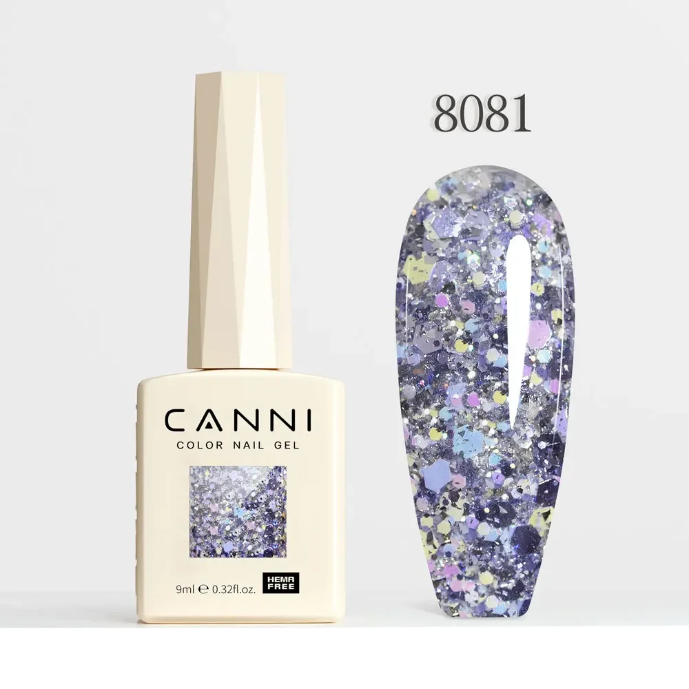 CANNI HEMA Free Black Glitter Diamond Sparkle Gel Polish - Long-Lasting Glossy Finish