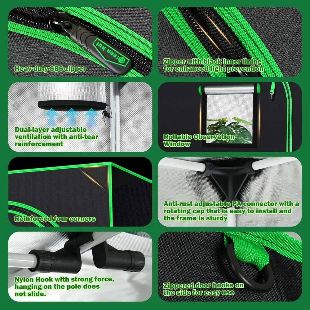 Hydroponic Indoor Planting Tent with Detachable Floor Tray and Tool Kit, Polyester Film, 96 "x 48" X78"