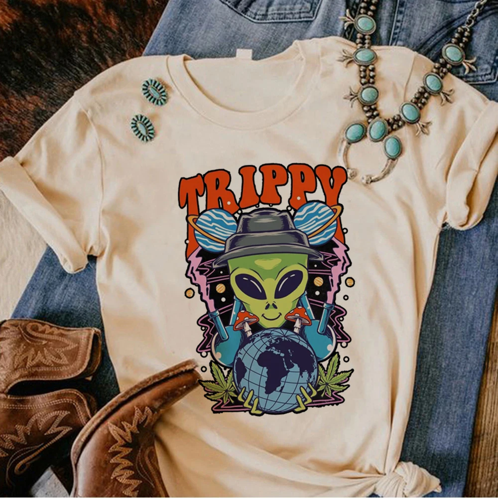 

Magic Mushrooms Alien Psychedelic t-shirts women streetwear funny t-shirts female y2k manga designer clothing