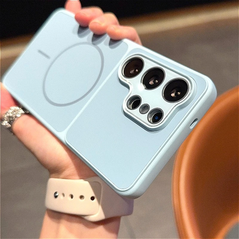 Silicone Magnetic Phone Case with Lens Protection and Magsafe Charging Compatibility