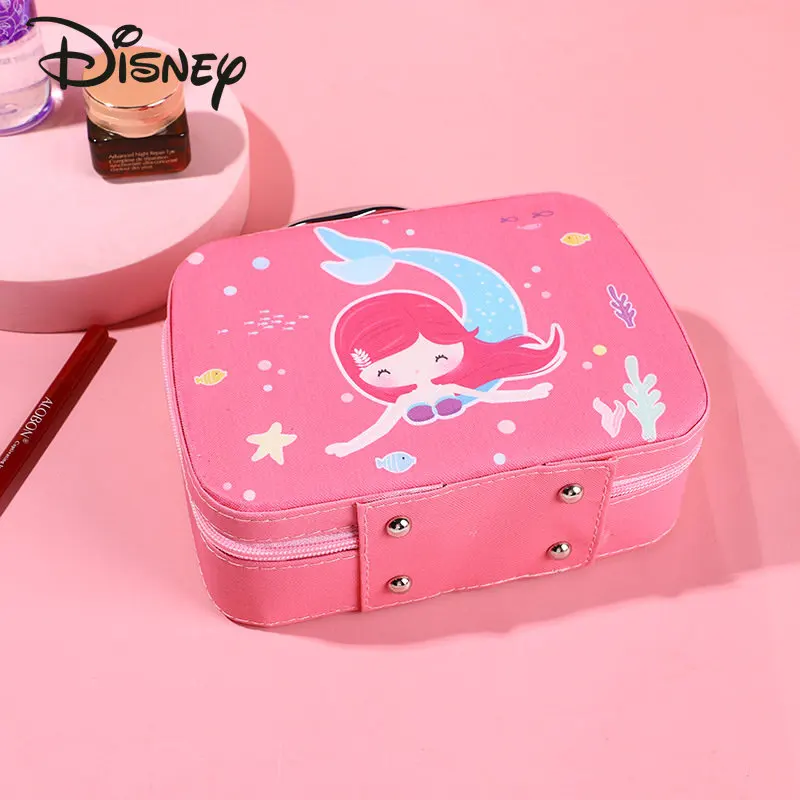 Disney's New Mermaid Portable Makeup Case Large Capacity Fashion Storage Bag Business Travel Convenient with Mirror Makeup Kit