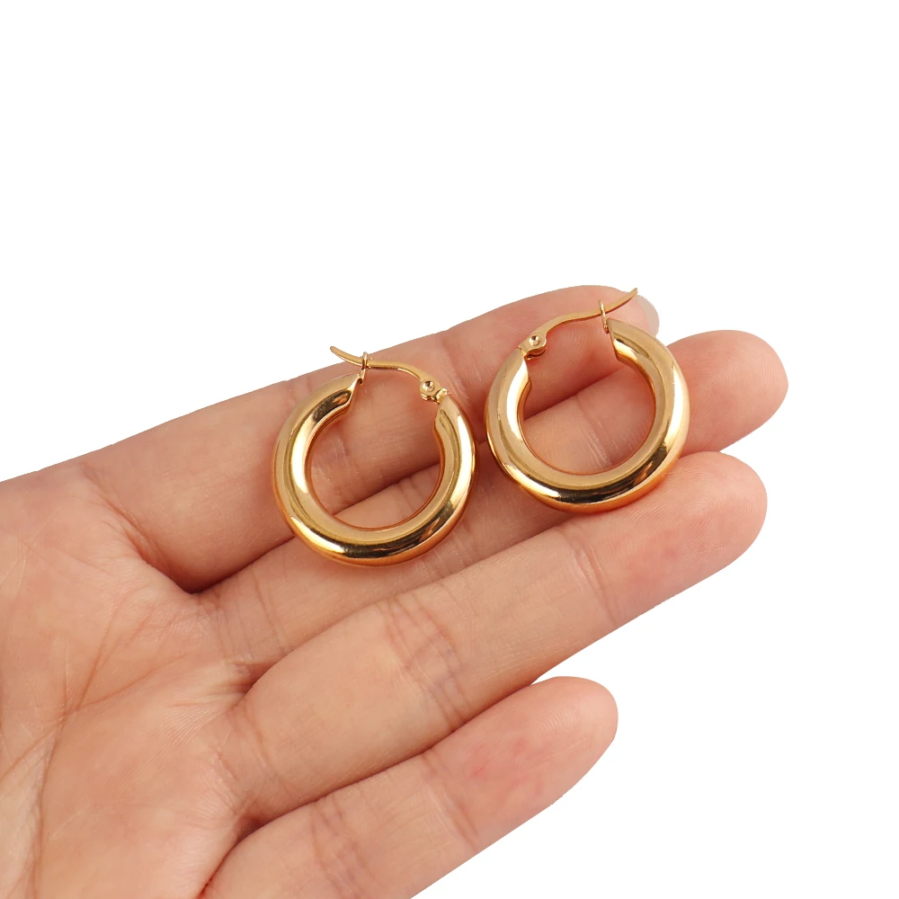 316L Stainless Steel Chunky Hoop Earrings for Women 20MM 23MM Punk