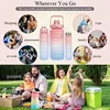 1-3PCS Set Sports water Bottle High Temperature Resistant Graduated Straw Cup Rainbow Frosted Progressive Color Water Cup P 5