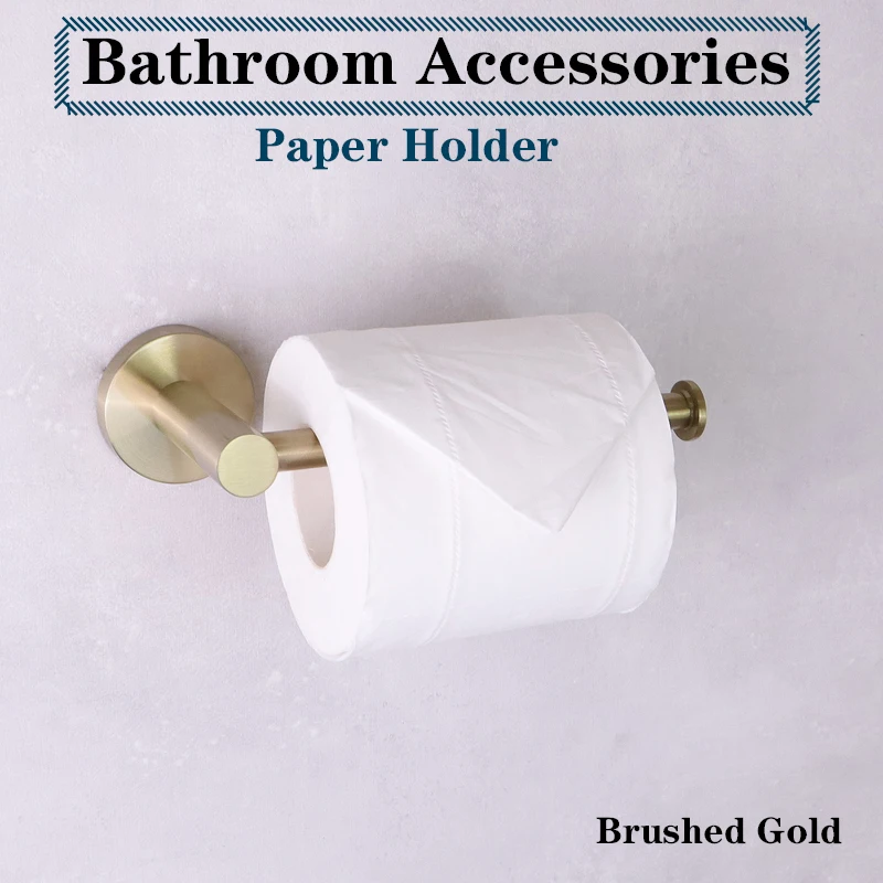 Roll Paper Holder Stainless Steel Bathroom In Wall Rose Gold Simple Style Brushed Nickel Hotel Accessories