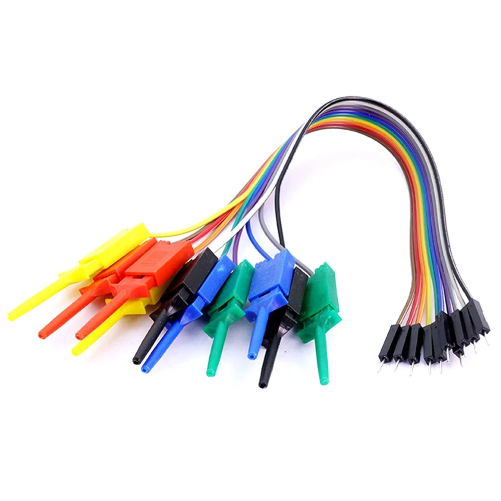 

1Set 20CM Plastic Metal Logic Analyzer Cable Gripper Probe Test Lea d 10-pin Hook Clamp Set For Chips Pins Connecting Testing