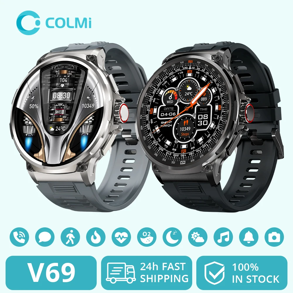 Colmi-ultra hd Display Smartver para Homens 710 Mah Bateria Grande 400 Mais Faces de Relógio para Telefone Android e Ios V69 1.85 2023