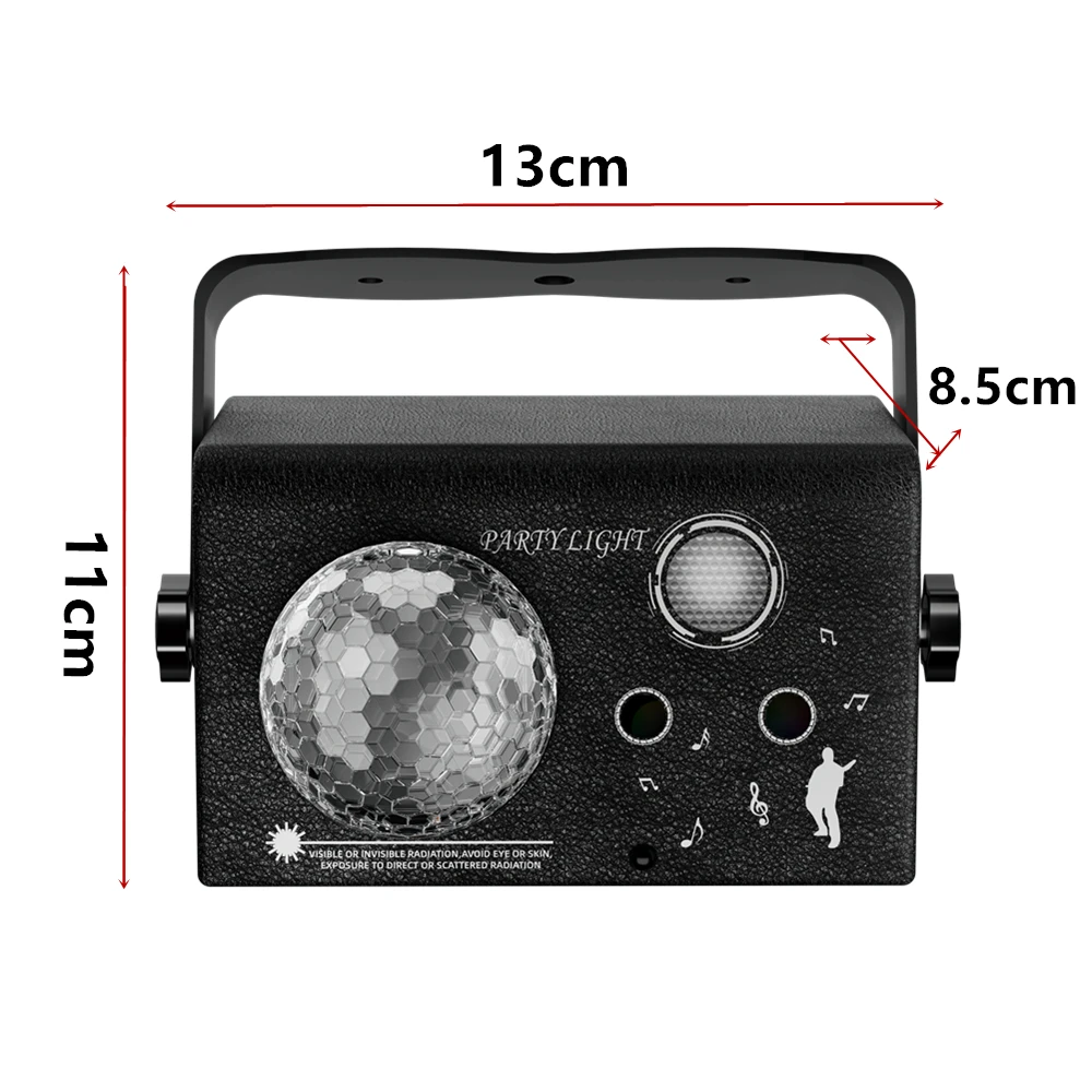 Sound-Activated LED Disco Party Light with Laser, Remote & USB