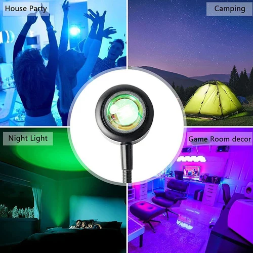 1x USB 일몰 램프 LED 레인보우 네온 야간 조명 프로젝터 사진 벽 분위기 조명, 침실 홈 룸 장식 선물 6