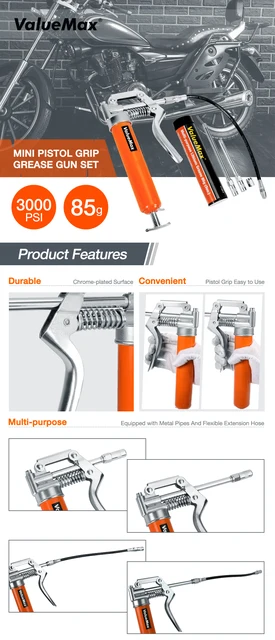 Pistola Per Grasso Manuale ValueMax - 3000 PSI Con Tubo Flessibile E Grasso - Per Lubrificazione