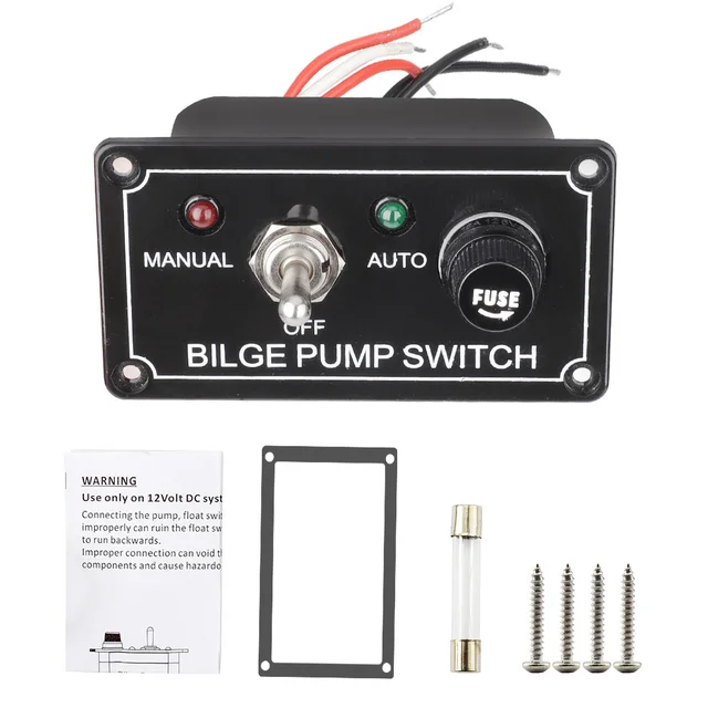 Disjoncteur 15A Marine Panneau Commutateur Pompe De Cale 3 Positions - Automatique/Arrêt/Manuel | 12V/24V Avec Disjoncteur 15A Cale Camping Car