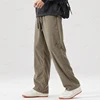 OUSSYU Brand Autumn Winter Men's Stripe Corduroy Pants Elastic Waist Drawstring Straight Thick Outdoors Loose Casual Trousers 4