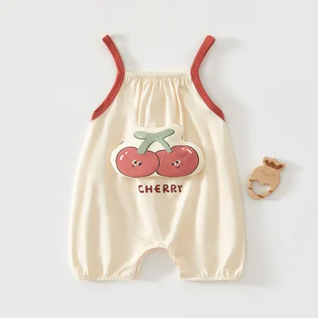 2026 Summer Baby Sleeveless Jumpsuit Cute 3D Cartoon Camisole Bodysuit Cotton Thin 0-3Y Infant Outdoor Vest Romper 1