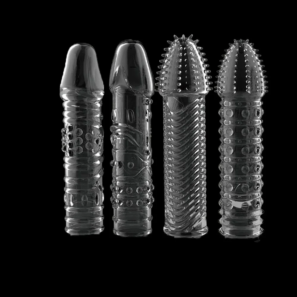 Sex Toys 4pc Reusable Clit Massager Extensions Penis Sleeve Enlargement Delay Spray Comdom Cock Ring Vibrator Cover Adult Sex Toy