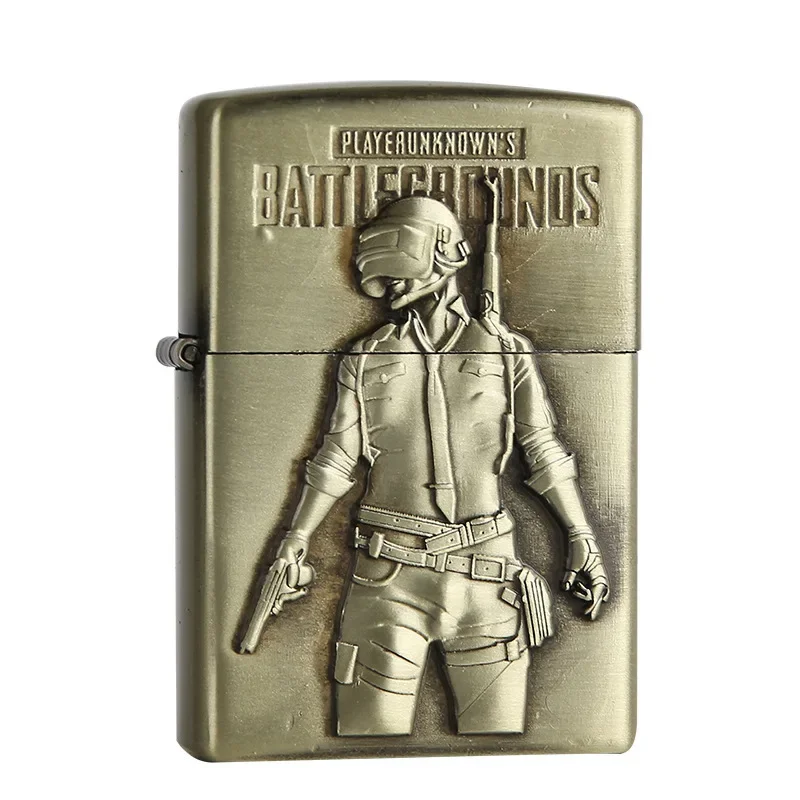 Kerosene Lighter Creative Retro 3d Relief Windproof Zinc Alloy Grinding Wheel Cigar Lighter