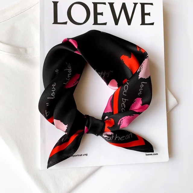 Scarf 100% Silk Bandana Women Square Scarves Wrap Kerchief Mulberry Spring Fashion Luxury High Quality Headband Hijab Shawls 17204