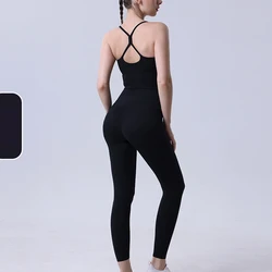 Women's 2-Piece Athletic Yoga Tracksuit - Sports Bra & Leggings Set for Fitness and Gym Workouts (Black)