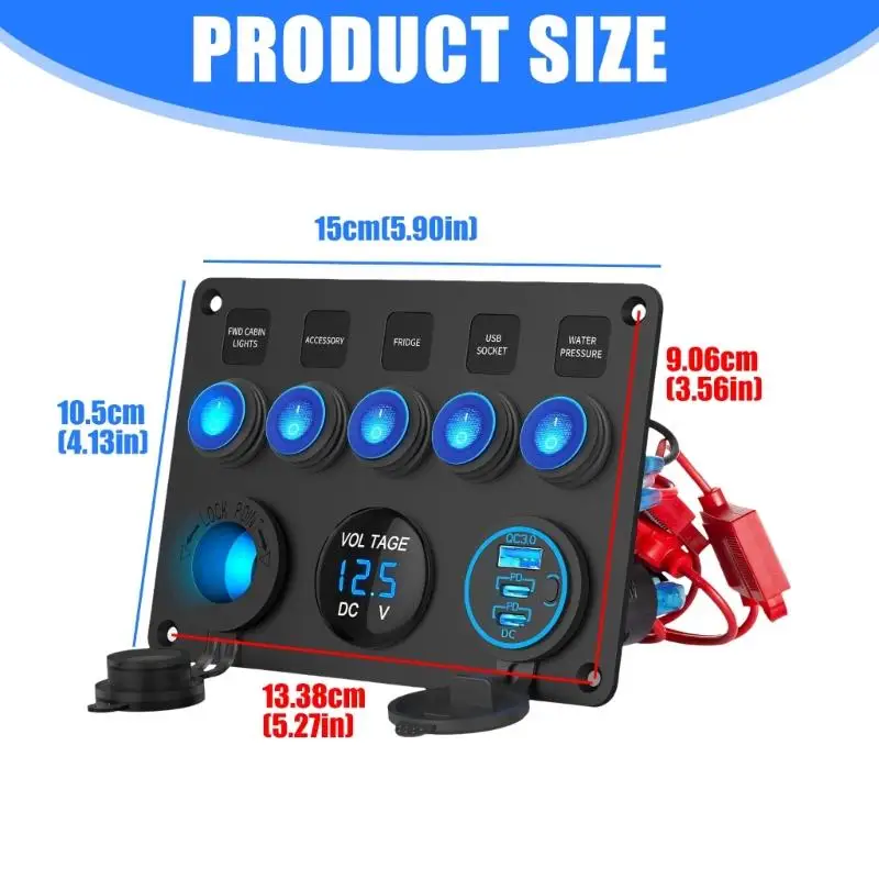 3개의 USB 입력 및 150W 출력 용량을 갖춘 652F 12V 24V 선박 제어반