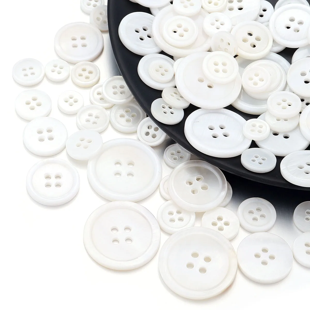 5-20 Teile/los 9-25mm Weiß Natürliche Shell Tasten 2/4 Löcher Runde Shell Nähen Zubehör Für Kleidung hemd DIY Handwerk Materialien – Detail 4