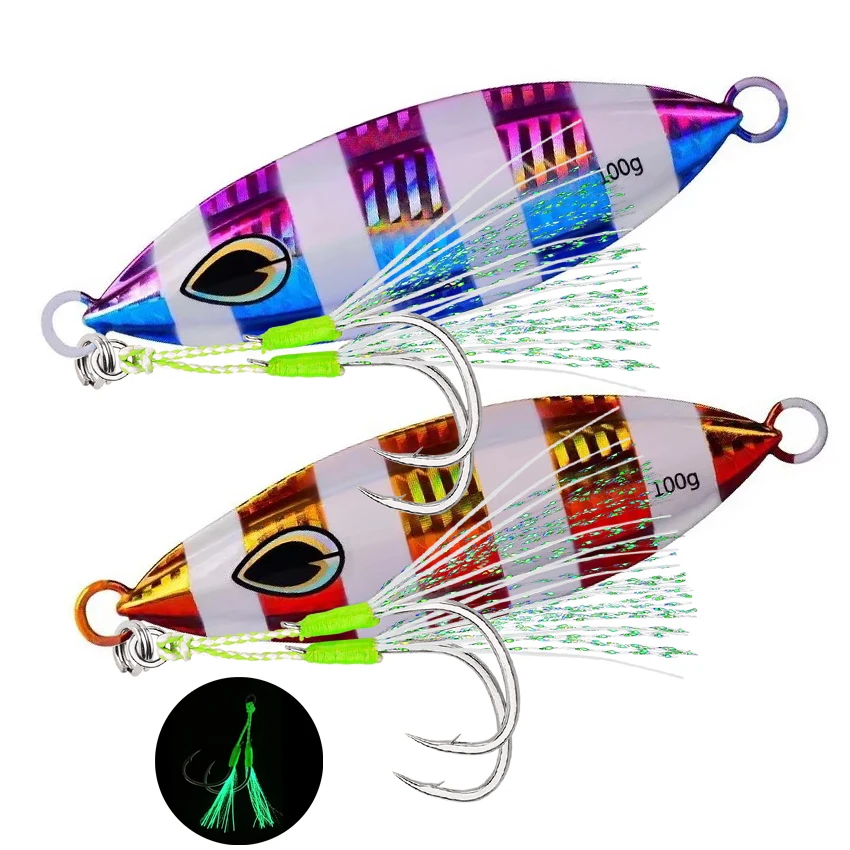 1 stücke Hohe qualität Metall Nacht Glow Langsam Jig Angeln Locken 40g 60g-200g Waschbecken schnell Tiefsee Boot Angeln Marlin Makrele Köder