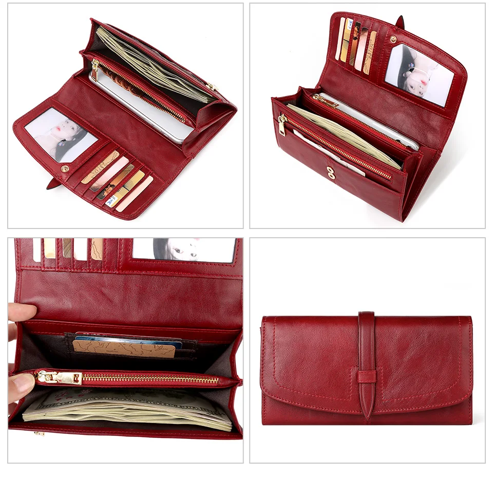 HUMERPAUL Damen-Geldbörse aus echtem Leder, lange Clutch, modische Handtasche mit Handytasche, Kartenhalter, Geldbörse, Geldbeutel – Detail 15