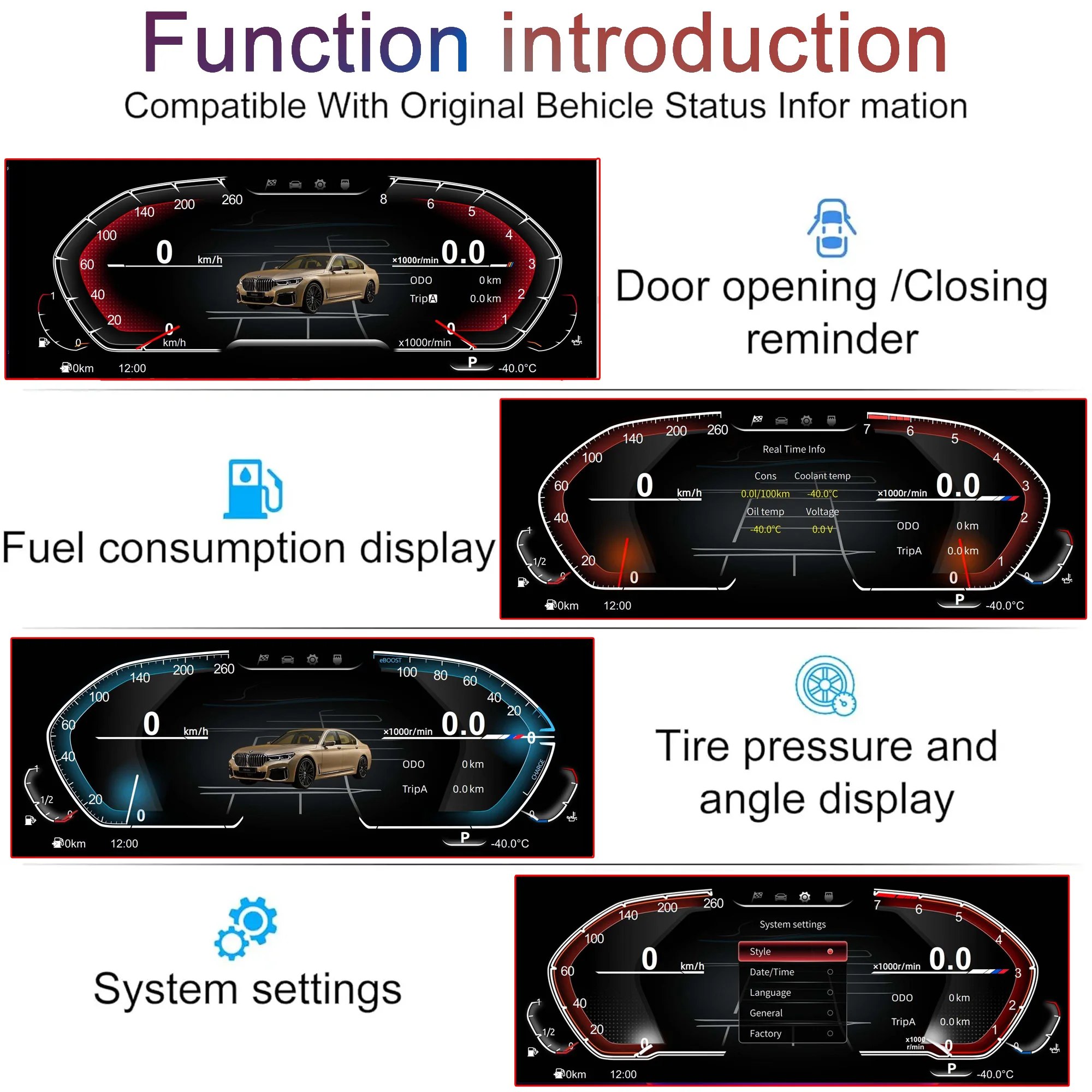 Digital instrument cluster For BMW 1/2 Series F20 F52 F22 F45 X1 F48 F49 X2 F39