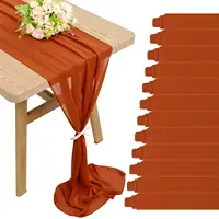12PCS Terracotta Chiffon Wedding Table Runner Table Setting Gauze Sheer Vintage Christmas Dining Birthday Party Table Decor 1