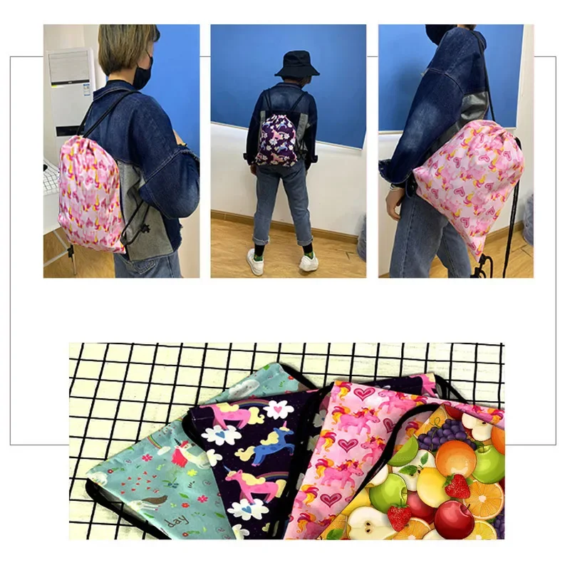 3D Lemon Avocado Pattern Backpack Women Softback Drawstring Bags Ladies Storage Bag for Travel  Portable Book Bags Gift