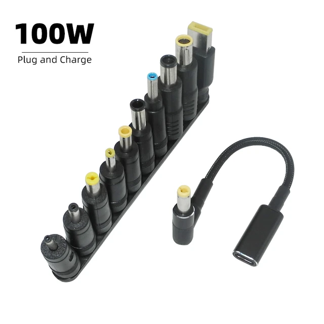 Adaptador de corriente USB 3,1 tipo C para cargador de ordenador portátil,  convertidor hembra a 4,0, 5,5x2,5, 4,5x3,0, 1,7mm x 4,0, Dc PD, enchufe de  carga rápida - AliExpress