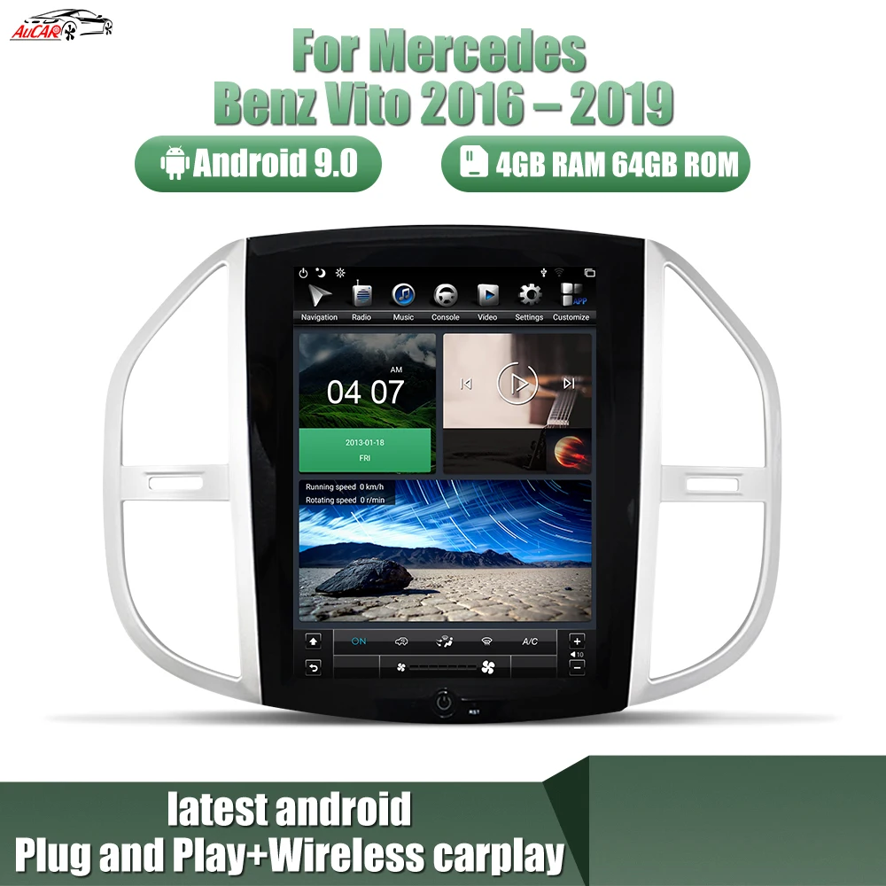 Автомобильный радиоприемник AuCAR с Bluetooth app careplay android для Mercedes Benz Vito 2016-2019